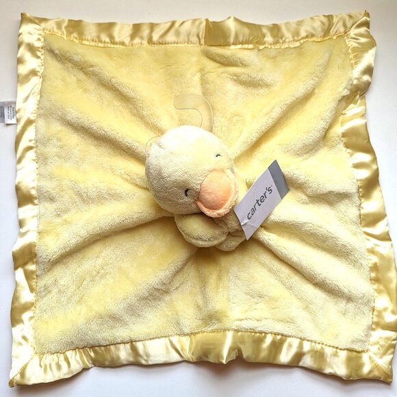 Carter's Baby Duck Security Blanket Ducky Duckling Plush Lovey Blanket w/ Rattle - Picture 3 of 6